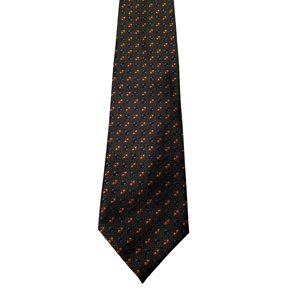 Tango Mens Geometric Square Pattern 100% Silk Necktie 60